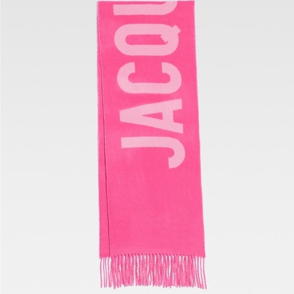 Jacquemus Pink Fringe Logo Scarf - Picture 1 of 14